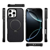 Gpack Apple iPhone 14 Plus Kılıf Karbon Fiber Magsafeli Standlı Alp Kapak