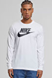 Nike Sportswear Clup Icon Futura Erkek Beyaz Pamuklu Kumaş Uzun Kollu T-Shirt