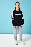 Equality Nakış Detaylı Erkek Çocuk Sweatshirt Lacivert