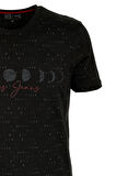 Erkek Tişört Bisiklet Yaka Siyah %100 Pamuk Slim Fit Baskılı T-shirt NCS JEANS 1931