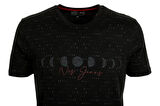 Erkek Tişört Bisiklet Yaka Siyah %100 Pamuk Slim Fit Baskılı T-shirt NCS JEANS 1931