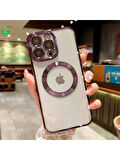 İPHONE 14 PRO UYUMLU OMEGA LAZER KESİM YUMUŞAK KILIF KAMERA KORUMALI ŞIK TASARIM SİLİKON ŞEFFAF KENAR DERİN MOR