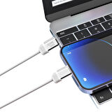 Beyaz 1M Type-C To Type-C 60W Hızlı Şarj Kablosu – For iPhone 15/16 Pro Max &  MacBook & iPad Uyumlu