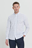 Slim Fit Dar Kesim Klasik Yaka Pamuklu Armürlü Gömlek