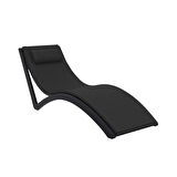 Omnipazar TRK-087 Siesta Minderli Yastıklı Lüks Ergonomik Slim Şezlong  Siyah