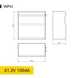 51,2V 100Ah 5.4kW LiFePO4 WPU Series Bluetooth'lu Lityum Demir Fosfat Akü/Batarya