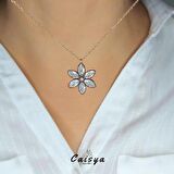 Elmas Montür Lotus Gümüş Kolye