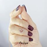 Çift Kalpler Rose Gold Minimal Gümüş Kolye