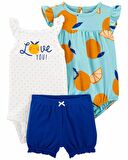 Carter's Layette Kız Bebek 3'lü Desenli Set Renkli