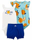 Carter's Layette Kız Bebek 3'lü Desenli Set Renkli