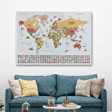 Harita Sepeti Dünya Haritası Ülke Bayraklı ve Başkentli Kanvas Tablo 1941