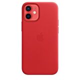 Apple iPhone 12 Mini Leather Case Kırmızı Magsafe