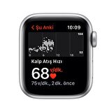 Apple Watch Nike SE GPS, 40mm Gümüş Alüminyum Kasa ve Saf Platin/Siyah Nike Spor Kordon MKQ23TU/A