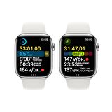 Apple Watch Series 8 GPS 45mm Gümüş Rengi Alüminyum Kasa ve Spor Kordon Akıllı Saat