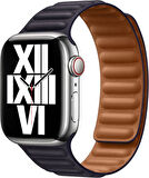 Apple Watch 45mm Baklalı Deri Kayış Mürekkep Moru S/M MP873ZM/A Outlet