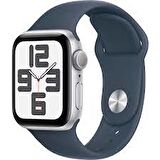 APPLE WATCH SE (2.NESİL) GPS 40MM GÜMÜŞ ALÜMİNYUM KASA VE STORM MAVİ SPORT BAND - M/L MRE23TU/A