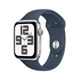 Apple Watch SE GPS 44mm Gümüş Rengi Alüminyum Kasa ve Fırtına Mavisi Spor Kordon - M/L - MREE3TU/A