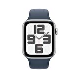 Apple Watch SE GPS 44mm Gümüş Rengi Alüminyum Kasa ve Fırtına Mavisi Spor Kordon - M/L - MREE3TU/A