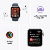 Apple Watch SE GPS 44mm Gümüş Rengi Alüminyum Kasa ve Fırtına Mavisi Spor Kordon - M/L - MREE3TU/A