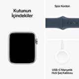 Apple Watch SE GPS 44mm Gümüş Rengi Alüminyum Kasa ve Fırtına Mavisi Spor Kordon - M/L - MREE3TU/A