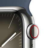 Apple Watch Series 9 GPS + Cellular 41mm Gümüş Çelik Kasa ve Fırtına Mavisi Spor Kordon - M/L - MRJ33TU/A