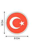 Türkiye Bayrak Yuvarlak - Cırt - Patch - Peç - Arma - 8 cm