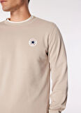 Converse Bej Erkek Yuvarlak Regular Fit Düz Sweatshirt CORE CHUCK PATCH CREW FT PAPYRUS
