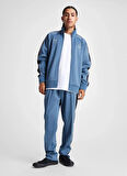 Converse 10027327.480 RETRO TRACK JACKET Mavi Regular Fit Düz Erkek Zip Ceket