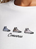 Converse 10027753.286 HIGH TOPS T-SHIRT Krem Yuvarlak Yaka Regular Fit Düz Kadın T-Shirt