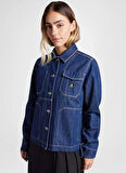 Converse 10027976.426 DENIM WORK COAT Lacivert Regular Fit Düz Kadın Zip Ceket