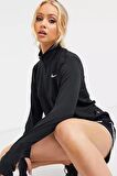 Nike Dri-Fit Runnig Element Half Zip Long Kadın Siyah Çeyrek Fermuar Antreman Üstü