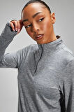 Nike Dri-Fit Runnig Element Half Zip Long Kadın Gri Çeyrek Fermuar Antreman Üstü