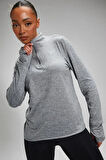Nike Dri-Fit Runnig Element Half Zip Long Kadın Gri Çeyrek Fermuar Antreman Üstü