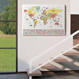 Harita Sepeti Dünya Haritası Ülke Bayraklı ve Başkentli Kanvas Tablo 1945