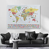 Harita Sepeti Dünya Haritası Ülke Bayraklı ve Başkentli Kanvas Tablo 1945