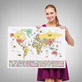 Harita Sepeti Dünya Haritası Ülke Bayraklı ve Başkentli Kanvas Tablo 1945