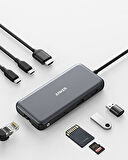 Anker PowerExpand 555 USB C HUB 8 in 1 100 W PowerDelivery HDMI SD Kart 10 GBPS Ethernet OUTLET