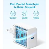 Anker 20W USB-C Şarj Cihazı - iPhone & Android ile Uyumlu Type-C Hızlı Şarj Adaptörü-  A2347 - Beyaz (Anker Türkiye Garantili)