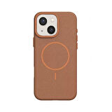 Gpack Apple iPhone 15 uyumlu Kılıf Deri Desen M-Safe Özellikli Lichee Silikon