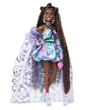 Barbie Extra Fancy Bebek ve Hayvan Dostu Mor Elbiseli Zenci Bebek
