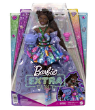 Barbie Extra Fancy Bebek ve Hayvan Dostu Mor Elbiseli Zenci Bebek