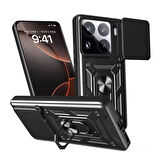 Gpack Xiaomi 15 Pro uyumlu Kılıf Pars Sürgülü Kamera Korumalı Yüzüklü Sert Silikon