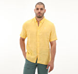 B0A2DCCEG41-R Timberland Linen Short Sleeve Shirt Erkek T-Shirt Sarı