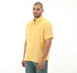 B0A2DCCEG41-R Timberland Linen Short Sleeve Shirt Erkek T-Shirt Sarı