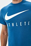 Nike Dri-Fit Training Swoosh Standart Kesim Mavi Erkek Tişört