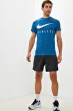 Nike Dri-Fit Training Swoosh Standart Kesim Mavi Erkek Tişört
