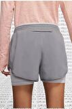 Nike Tempo Lux 2 in 1 Run Training Shorts ikisi bir arada Taytlı Şort 4 cepli Gri