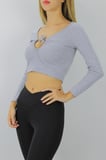 Gitilli Dekolteli Bluz Gri - 98797