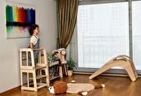 Montessori Öğrenme Kulesi | Ahşap Çocuk Taburesi | Masa ve Sandalye Özellikli Yardımcı Kule