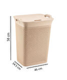 Omnipazar SY-4630 Plastik Safir Kirli Çamaşır Sepeti 55 lt Bej
